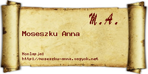 Moseszku Anna névjegykártya